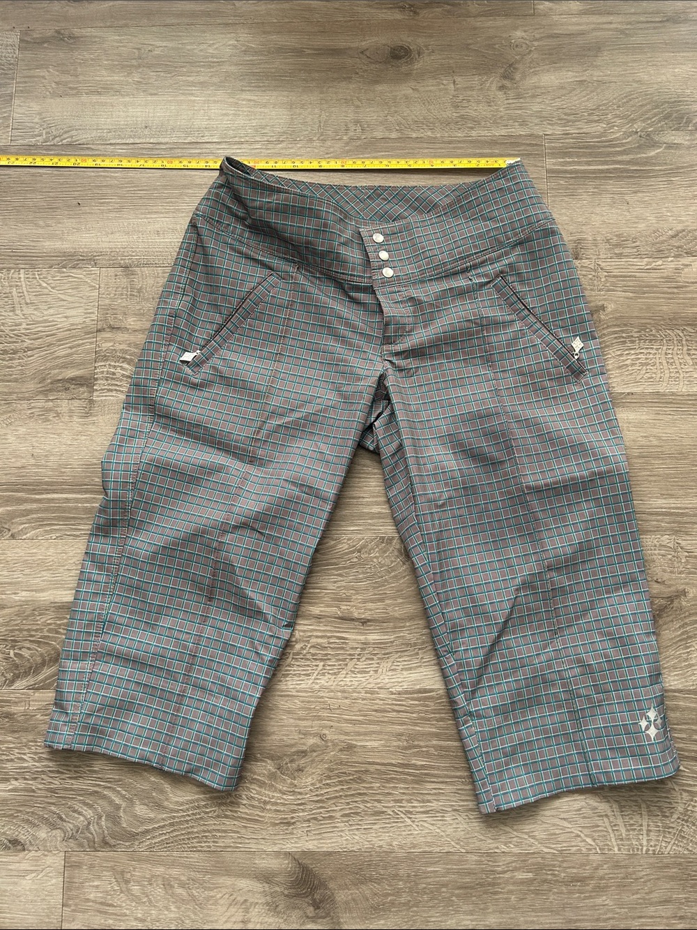 Jofit Gray Plaid Kids Shorts with Teal Windowpane